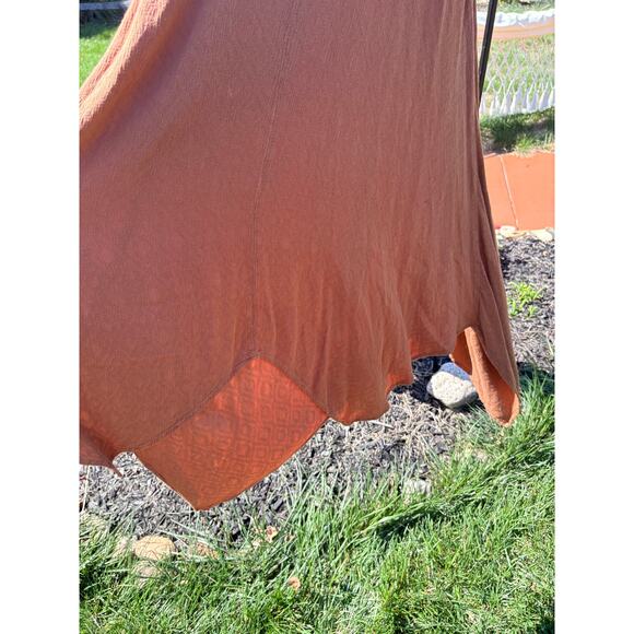 By Together Tan Trapeze Swing Midi Dress S/M Boho Minimalist - Picture 7 of 10